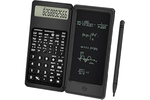 Scientific Calculator with Notepad, TRELC 10 Digits LCD Display Foldable Scientific Calculator, Portable Calculator with Erasable Writing Tablet for Middle School High School Students