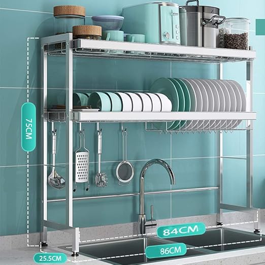 KAISIMYS Silber groß über der Spüle Geschirrkorb, 304 Edelstahl