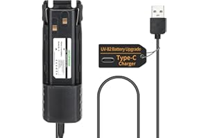 BAOFENG UV-82 Battery Upgraded BL-8 3800mAh Li-ion High Capacity Extended Battery with Type-C Charger Cable for UV-82 UV-82HP UV-82C MIRKIT UV-82 MK3/5 etc Two Way Radio