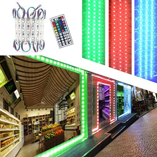 Pomelotree Storefront Lights, 2 Pack 3 Led 40PCS 5050 Super Bright LED Module Lights Waterproof Decorative Light with Tape Adhesive for Store Window Lighting and Advertising Signs