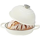 yaoyaoplay Dutch Oven for Bread Baking, Bread Oven, Enameled Cast Iron Dutch Oven, Bread Pot with Dome Lid, Oven Safe up to 500°F, 6 Quart, White