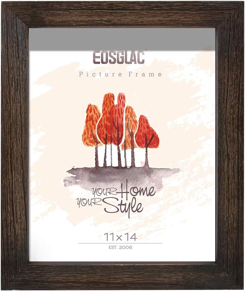 Amazon Com Eosglac Rustic Picture Frame 11x14 Weathered Dark Brown Reclaimed Look Wooden Photo Frame With Plexiglass Front Wall Mounting Display Home Kitchen