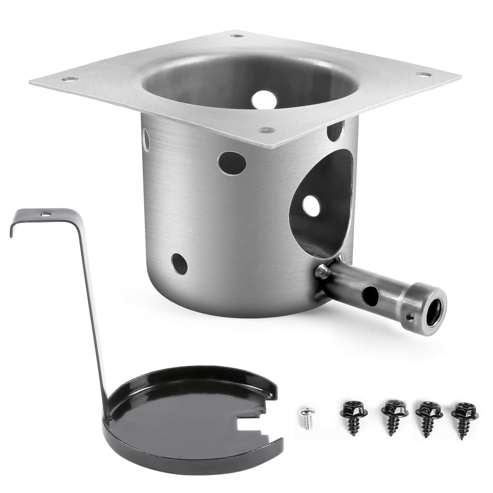 Photo 1 of QuliMetal Fire Burn Pot Replacement Parts for Pit Boss and Traeger Pellet Grills, Replacement for Traeger and Pit Boss Fire Pits, Upgraded Heavy - Duty Steel FirePot with Ash Remover and Screws