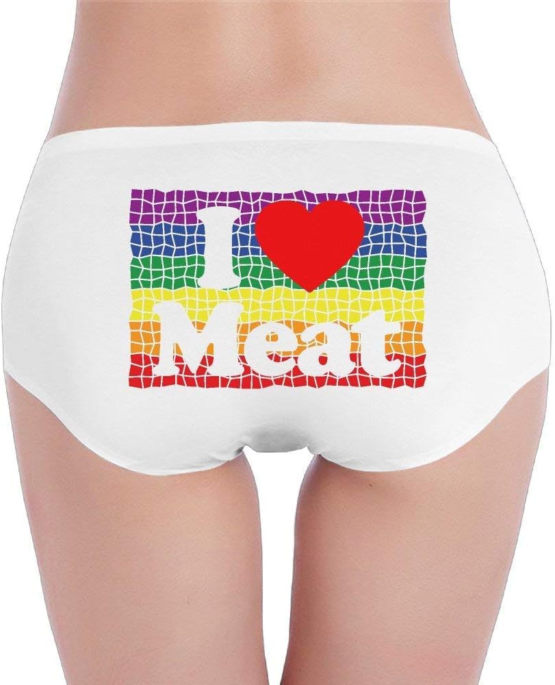 I Love Heart Meat Rainbow Underwear Girl Low-Waist Stretch Briefs Panties