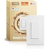 MOES WiFi Smart Light Switches, No Neutral Needed, Require Capacitors | 2.4GHz Single Pole Switch, Compatible with Alexa Google Assistant