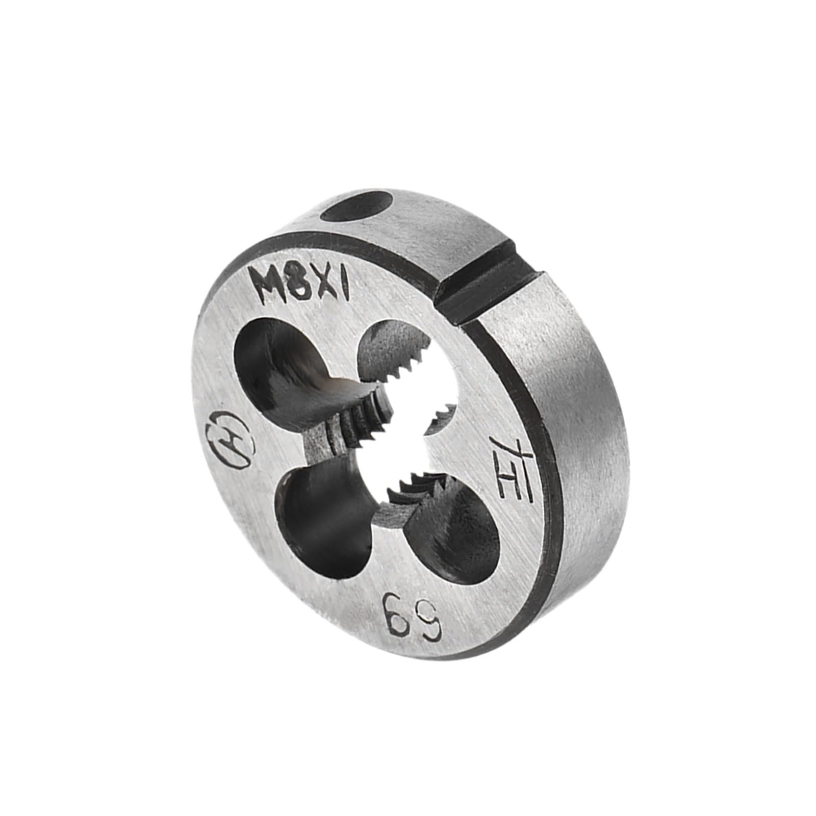 CoCud Round Thread Repair Die, M8x1 Die 25mm OD, Alloy Tool Steel Left Hand Cylindrical Pipe Threading Tool with 4 Chip Holes - (Applications: for Threading Repairing)
