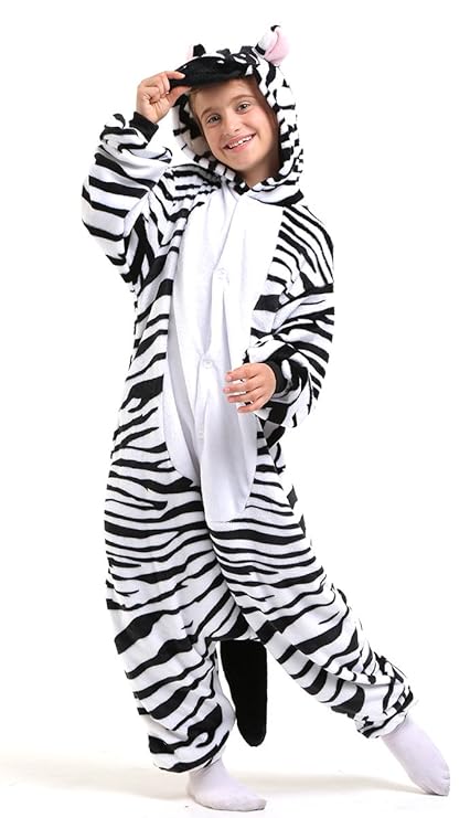 Ganzkörper Tier-Kostüm für Kinder - Plüsch Einteiler Overall Jumpsuit Pyjama Schlafanzug - viele Tiere zur Auswahl