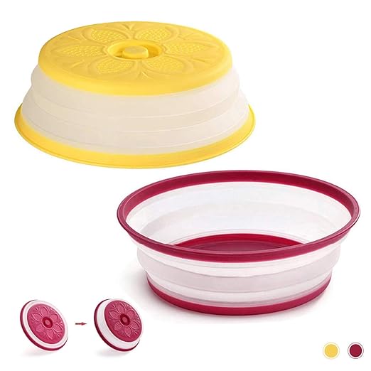 Fiyuer 2Pcs tapa microondas silicona Colador Plastico plegable ...