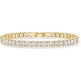 PAVOI 14K Gold Plated Tennis Bracelets for Women - Bezel Set Cubic Zirconia Bracelet - Simulated Diamonds Round, Trillion, Trinity, Radiant, Pear, Valentines Day Heart Cut Stones Wedding Jewelry Gifts for Brides
