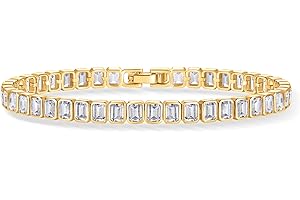 PAVOI 14K Gold Plated Tennis Bracelets for Women - Bezel Set Cubic Zirconia Bracelet - Simulated Diamonds Round, Trillion, Trinity, Radiant, Pear, Heart Cut Stones Wedding Jewelry Gifts for Brides