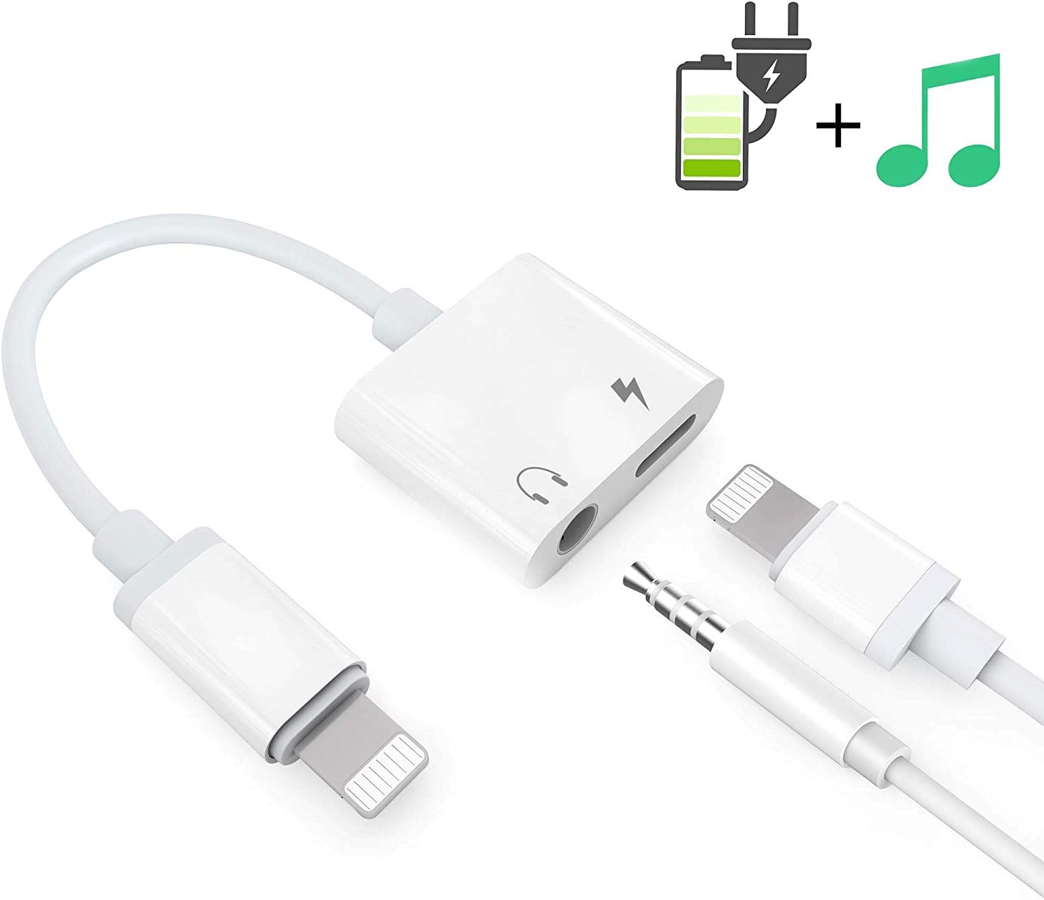 Headphone Adaptor for iPhone Besmon Converter Adapter Charger Adapter Cable with 3.5mm Dongle Earphone Aux Audio & Charge Compatible for iPhoneXR/XS/XS MAX/X/7/7P/8/8P