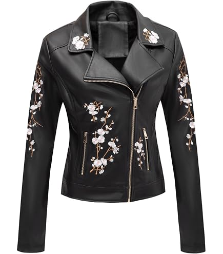 Bow Leather Jacket，Retro Bow Print PU Leather Coat Women Korean