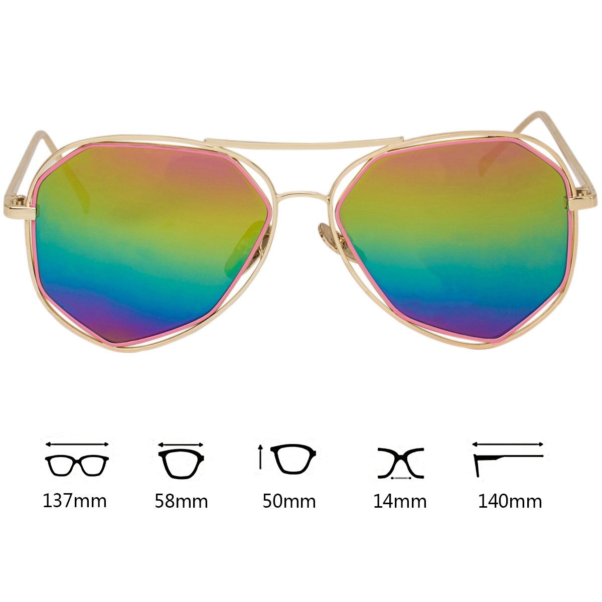 WISH CLUB Oversized Irregular Aviator Sunglasses for Women Men Fashion Stylish Modern Mirrored Glasses (Multicolor)