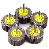 HJ Garden 5pcs 2x1 Inch Sanding Flap Wheels Kit 40/60/80/120/240 Grit Grinding Polish Wheel 1/4 Inch Shank Polishing Abrasive Mounted Flap Wheels