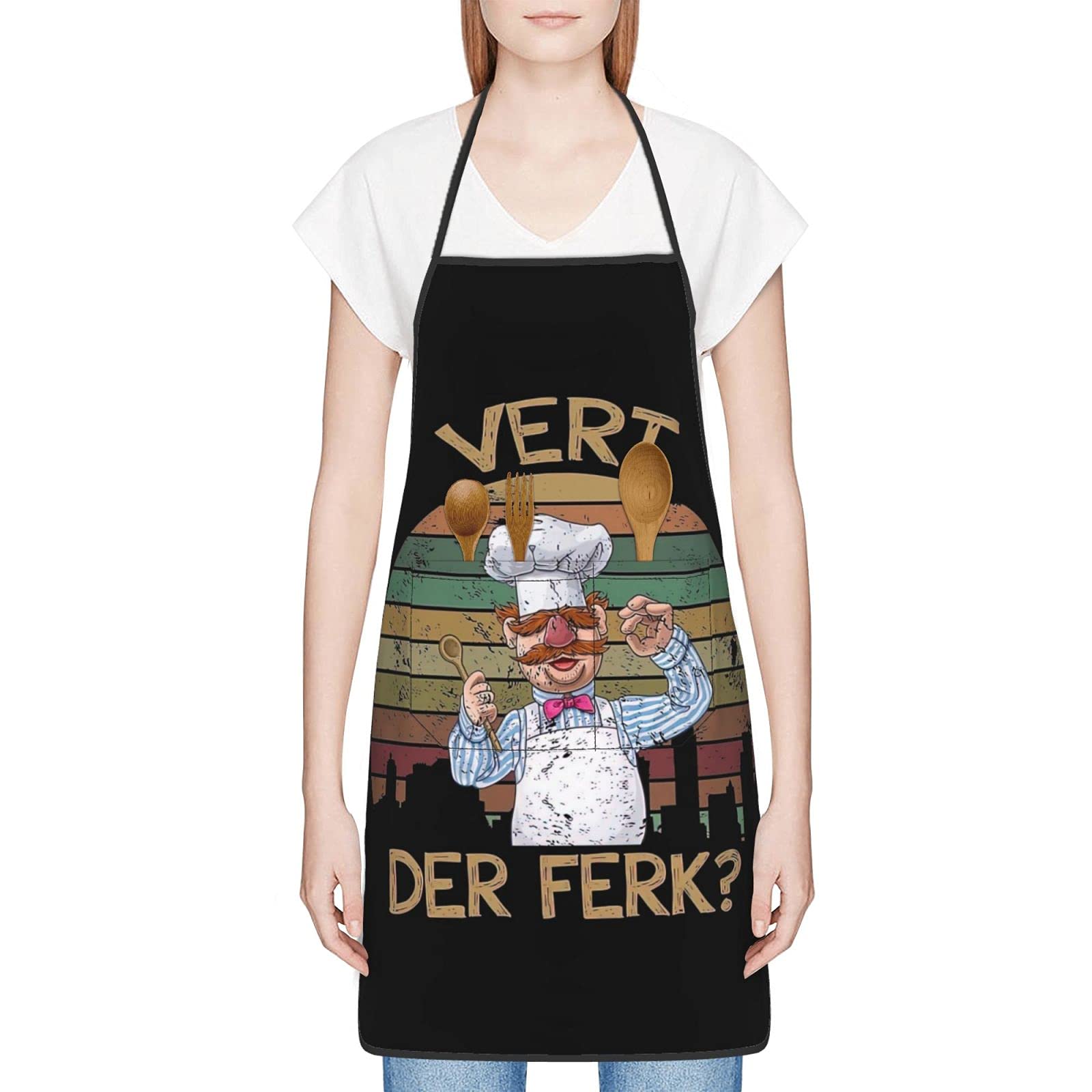 Retro Vintage Vert Der Ferk Swedish Chef Apron For Women & Men