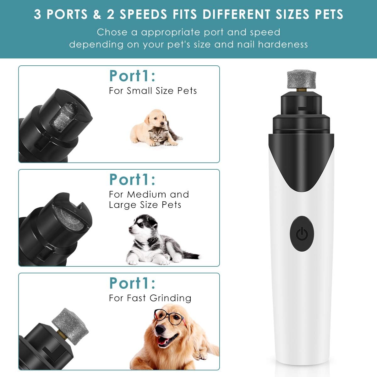 FlyBanboo Pet Nail Grinder, Fast&Quiet USB Rechargeable Eelectric Pet Nail Trimmer Painless Paws Paws Grooming, Trimming, Shaping, and Smoothing for Dogs & Cats, Pet Nail kit : Pet Supplies