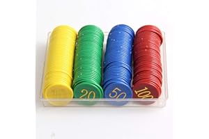 160pcs Plastic Poker Chips with Large Numbers, Value 10 20 50 100, Ideal for Board Games (Colorful)