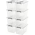 Citylife 8 Packs 5.3QT. Plastic Storage Bins with Latching Lids Clear Storage Box with handle Stackable Stoage Containers for
