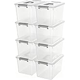 Citylife 8 Packs 5.3QT. Plastic Storage Bins with Latching Lids Clear Storage Box with handle Stackable Stoage Containers for