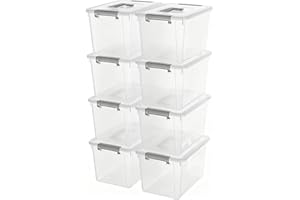 Citylife 8 Packs 5.3QT. Plastic Storage Bins with Latching Lids Clear Storage Box with handle Stackable Stoage Containers for