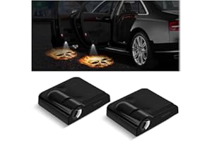 LKAHG 2Pcs Car Door Lights Logo Projector, Wireless LED Car Door Paste Welcome Courtesy Light, Holeless Magnet Sensor Ghost Shadow Welcome Lamp, Naruto Sharingan Light Accessories (Fire Skull)