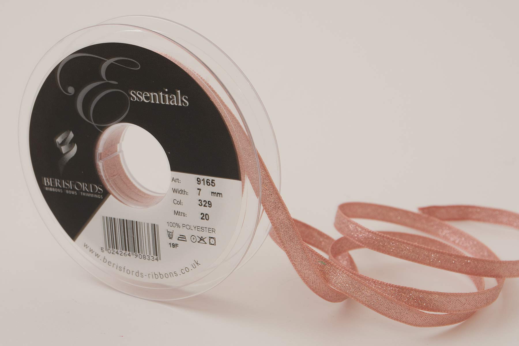 Berisfords Rose Gold Lame Ribbon, Polyester, 7mm,Rose Gold,916500070329HF