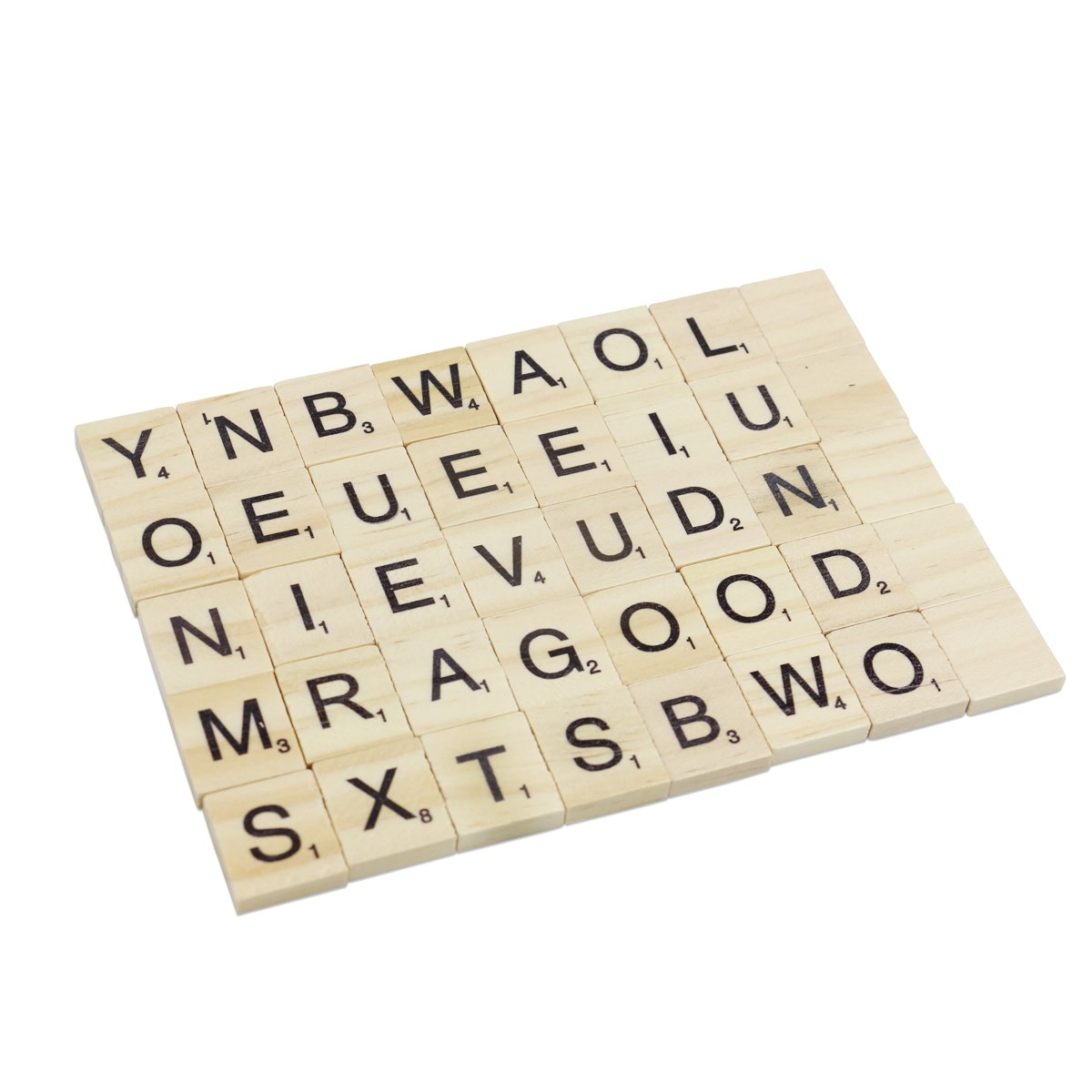 Rocita 100 Wooden Scrabble Tiles DIY Letter Tiles for Pre-school Kids Education Crossword Puzzle