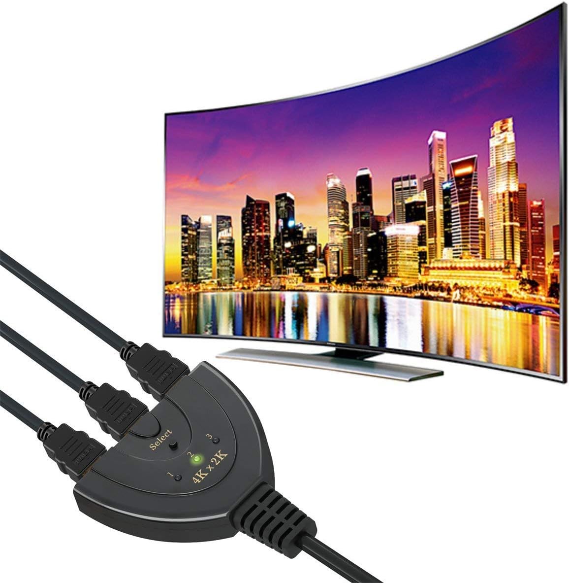 HDMI Switch,GANA 3 Port 4K HDMI Switch 3x1 Switch Splitter with Pigtail Cable Supports Full HD 4K 1080P 3D Player: Electronics