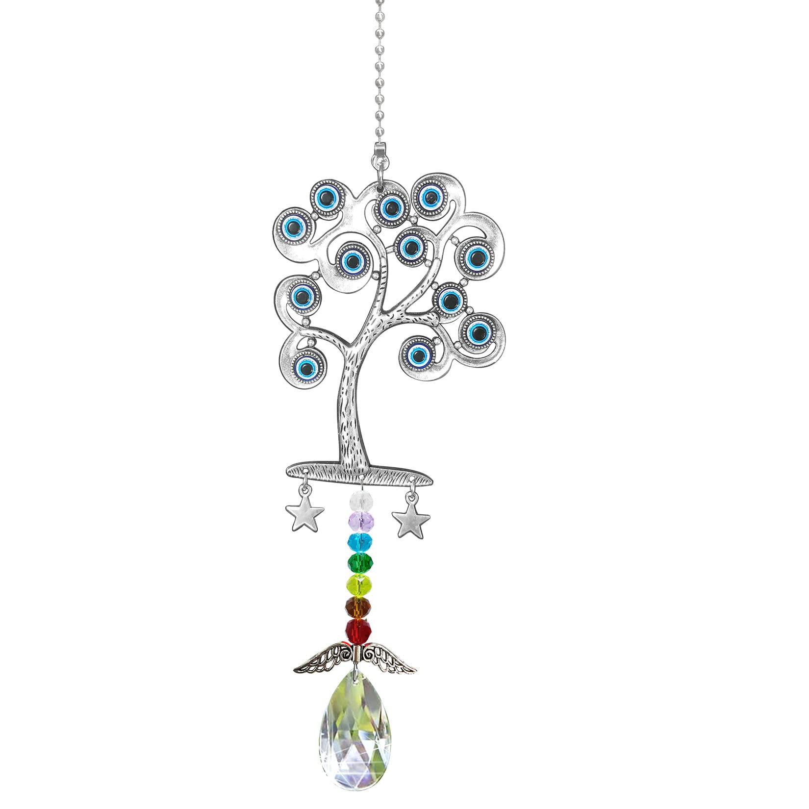Peili Crystal Decor Tree of Life Car Hanging Accessories Suncatcher with Wings, Sun Catchers for Windows Decor Ornaments (Tree)