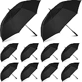 Jexine 10 Pcs Large Automatic Open Golf Umbrella 62 Inch Double Canopy Rain Umbrella Windproof Waterproof Heavy Duty for Men Women Family Travel Sports