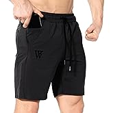 ZENWILL Mens Gym Running Shorts, Workout Athletic Bodybuilding Fitness Shorts with Zip Pockets
