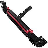 Poolvio 22" Extra-Wide Pool Brush Head, Heavy-Duty Pool Scrubber Brush with Detachable Corner Brush & Strong Nylon Bristles for Walls & Floors in Above-Ground and Inground Pools (Red)