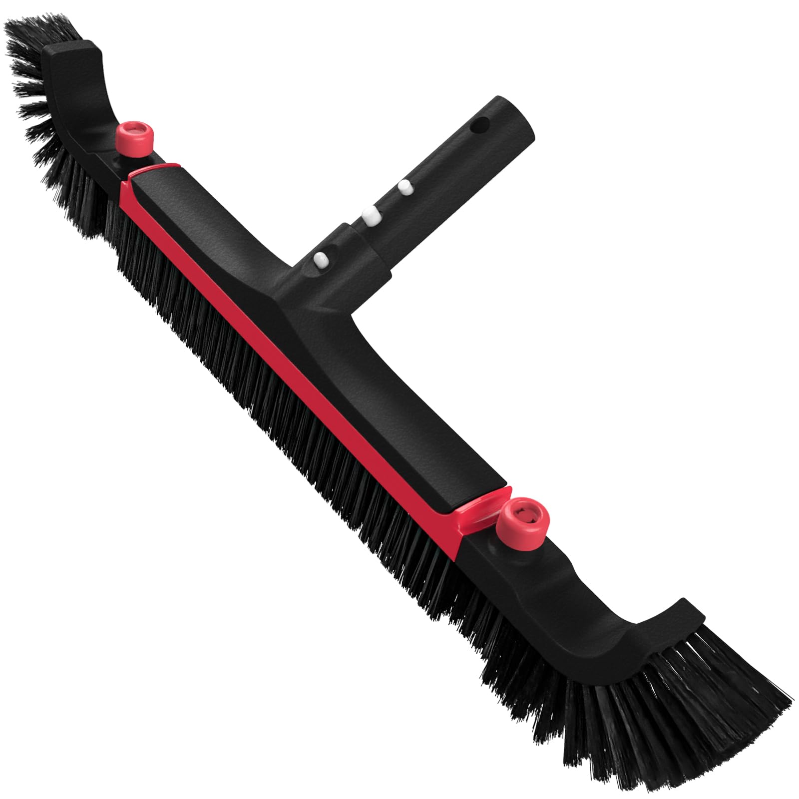 Photo 1 of Poolvio 22" Extra-Wide Pool Brush Head, Heavy-Duty Pool Scrubber Brush with Detachable Corner Brush & Strong Nylon Bristles for Walls & Floors in Above-Ground and Inground Pools (Red)