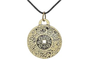 GOTOTOP Feng Shui Money Amulet Necklace,BrassChinese Lucky Coin Charm Pewter Pendant Necklaces for Wealth and Success