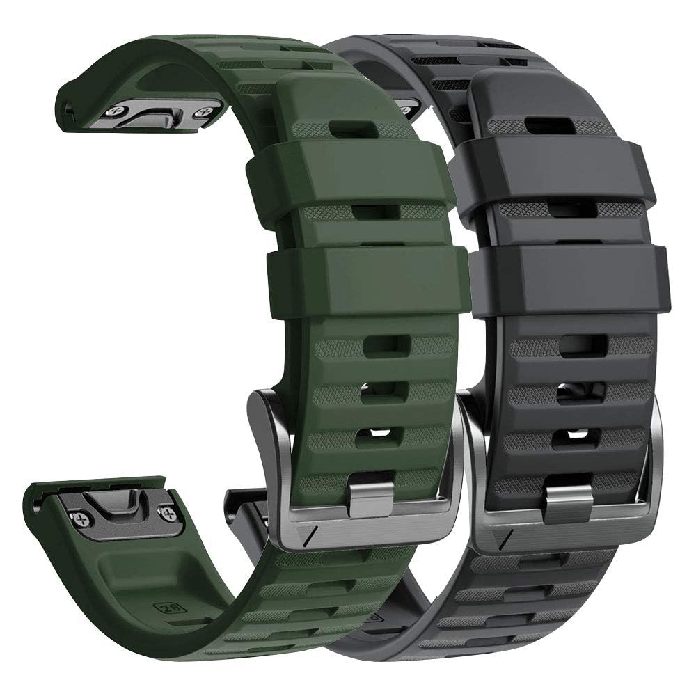 NotoCity Compatible with Garmin Fenix 6x Pro/7x Strap, 26mm Replacement Strap for Garmin Fenix 6x/7x pro/5x/5x Plus, Fenix 3/HR/8 51mm, Instinct 2X, Epix Pro 51mm Silicone(Black+Army green)