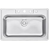 CozyBlock 33" Stainless Steel Drop In/Topmount Single Bowl Kitchen Sink (Sink Only)