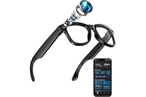 Coucur 4-in-1 AI Smart Glasses, 800W HD Camera Glasses, 1080P Video Recording Glasses, Built-in ChatGPT AI Voice Assistant, Real-time Translation, Open-Ear Audio for Travel & Vlogging