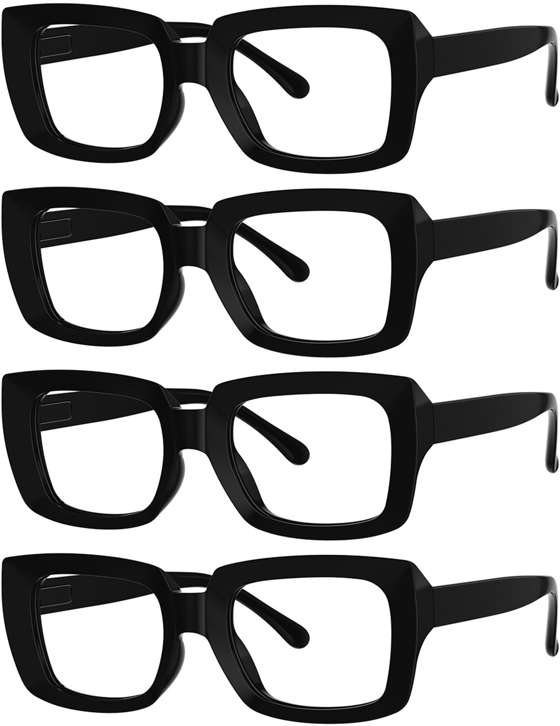 Eyekepper 4 Pack Stylish Reading Glasses Women - Oversized Square Readers Black +1.50
