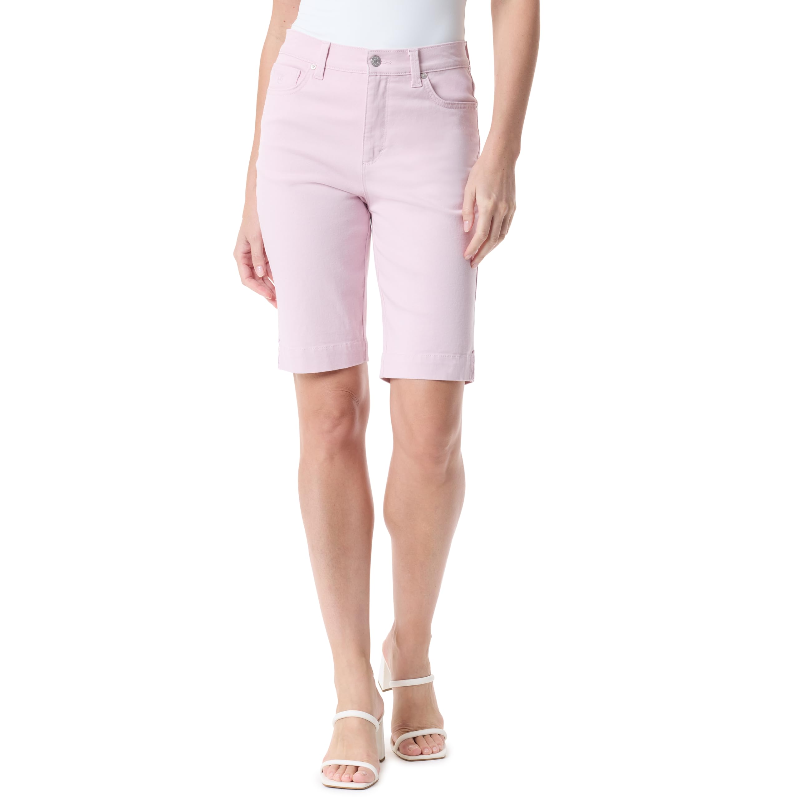 Gloria Vanderbilt Women’s Amanda Bermuda High Rise Short Standard, Soft Peony
