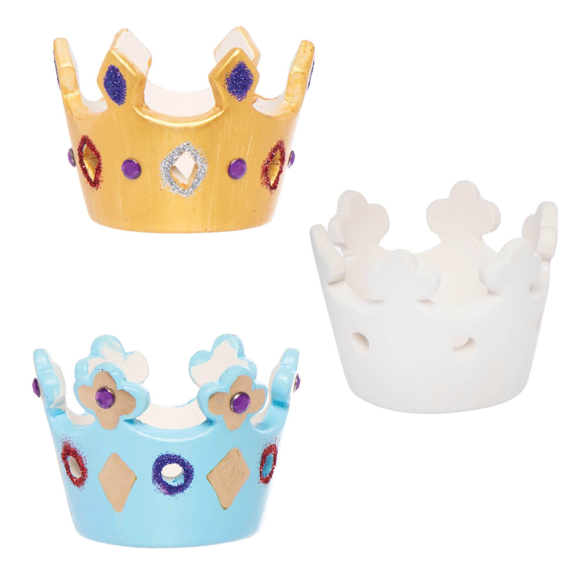 Baker Ross PJ186 Crown Ceramic Tealights – Pack of 4, Ceramic Painting Kits for Kids