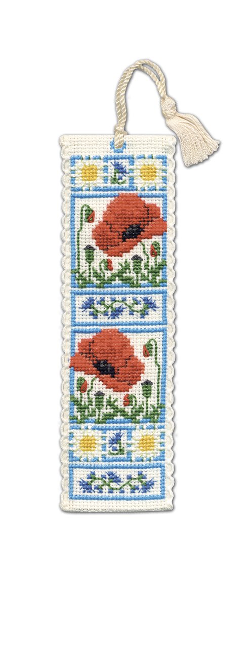 Textile Heritage Collection Cross Stitch Bookmark Kit - Poppy Meadow