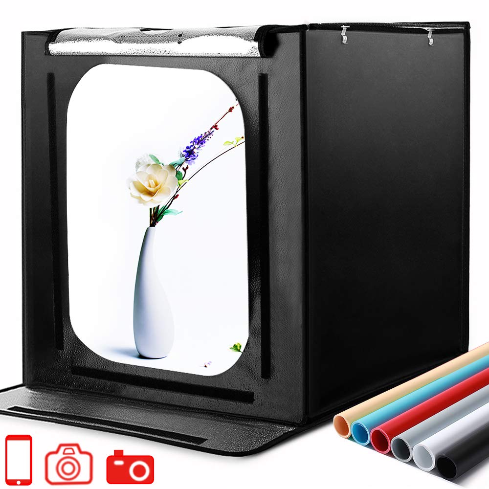 Photo Box, SAMTIAN 24''x24''x24''/60x60x60cm Professional Light Box 126 LED Light Shooting Tent with 6 Background Papers