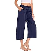 Annenmy Womens Capri Yoga Pants Wide Leg Gym Shorts Quick Dry Drawstring Pants Loose Workout Capris Sweatpants with Pockets
