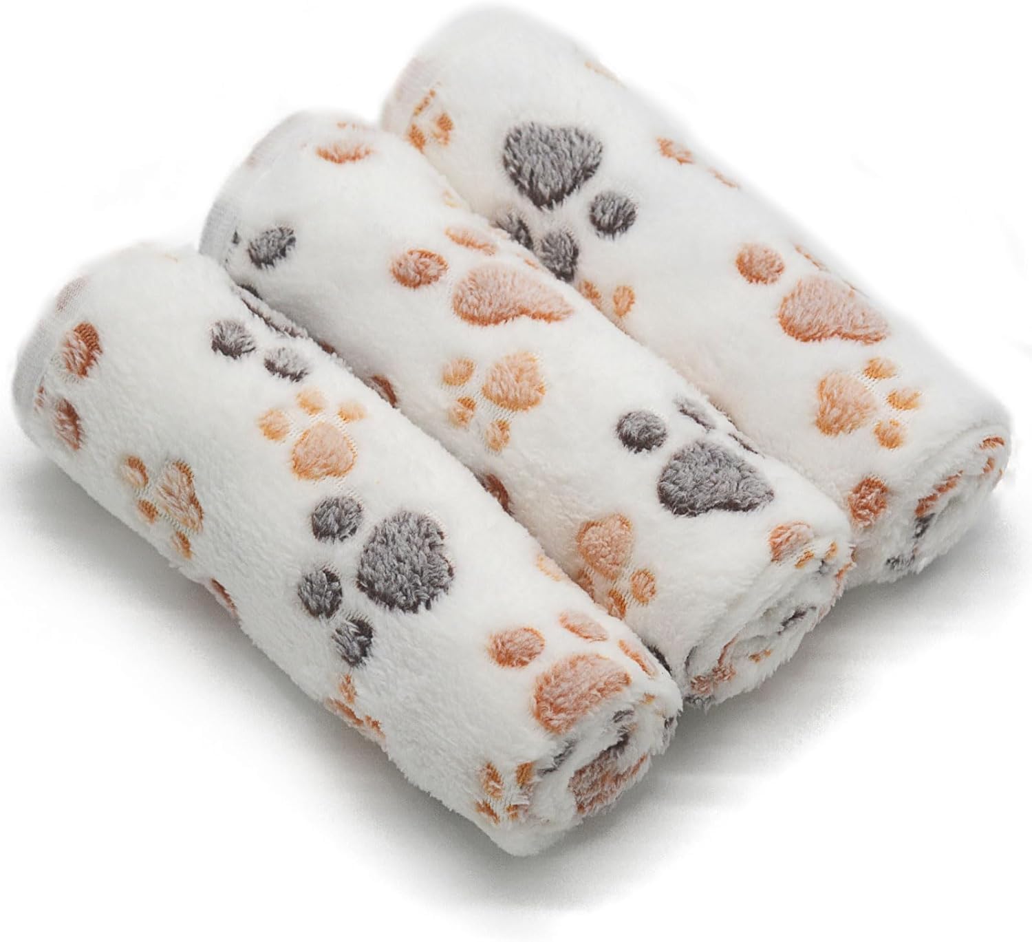 Photo 1 of 1 Pack 3 Small Puppy Blankets Super Soft Warm Sleep Mat Fluffy Premium Fleece Pet Blanket Flannel Throw for Dog Puppy Cat - White Paw Print Small(23"x15")