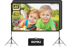 Projector Screen and Stand 120 inch,DUYIKJ Portable Black Backing Projector Screen Indoor Outdoor 16:9 4K HD Wrinkle-Free and Four-Legged Frame Movie Screen with Carry Bag for Backyard Movie Night