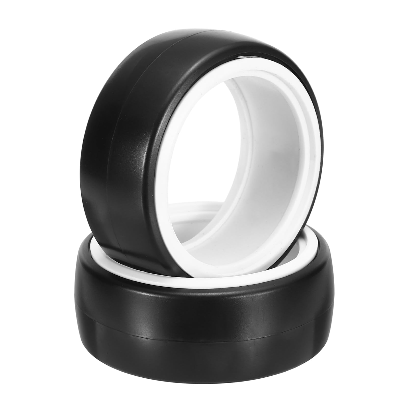 sourcing map 2Pcs 1/10 RC On-Road Car Tyres, RC Drift Tires Hard Plastic Tyre Replacement for Remote Controlled Drifting Vehicles, Black White — image 1