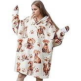 Huglanket Vizsla Gifts for Women Men, Blanket Hoodie Gifts for Dog Mom Dog Dad on Birthday, Christmas, One Size - Full Printed