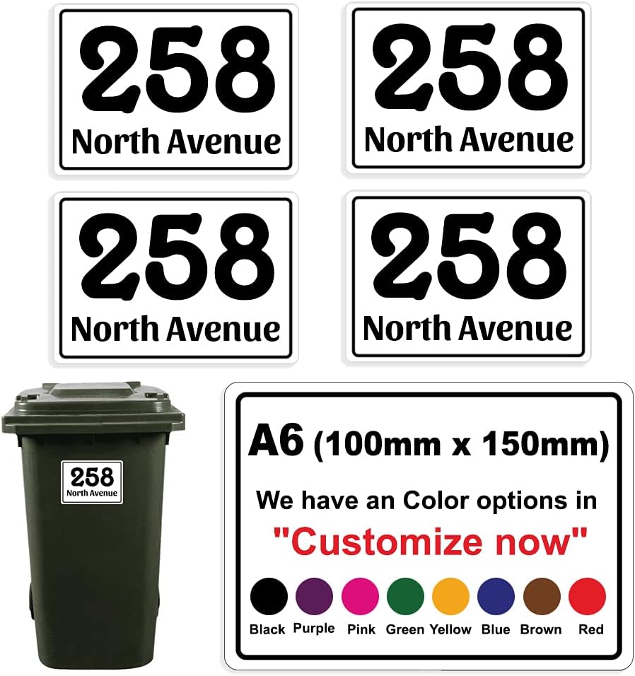 Stickers Limited Personalised Wheelie Bin Decals 4 x 150x100 mm PBN01