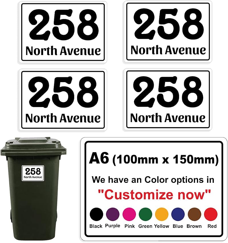 Stickers Limited Personalised Wheelie Bin Decals 4 x 150x100 mm PBN01