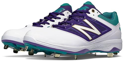 purple and white baseball cleats